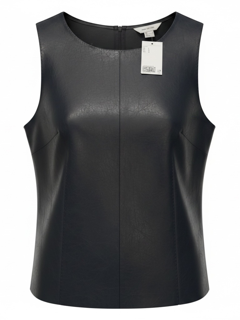 H&M Black Faux Leather Sleeveless Vest/Top.